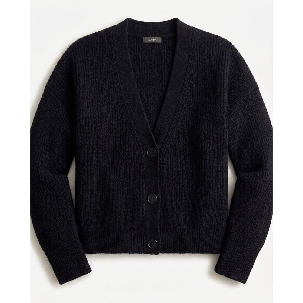 J.Crew Black Alpaca Wool Button Front Short Cardigan Size M